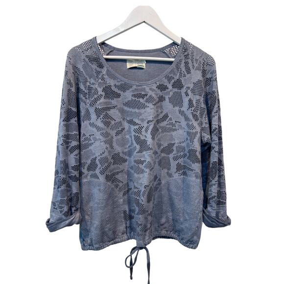 Saturday Sunday Anthropologie Sweatshirt Sz Small Blue Laced Drawstring Pockets - Picture 1 of 13